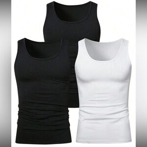 SOLD ‼️ S/M 3pc Men’s solid color tank top vest black/black/white